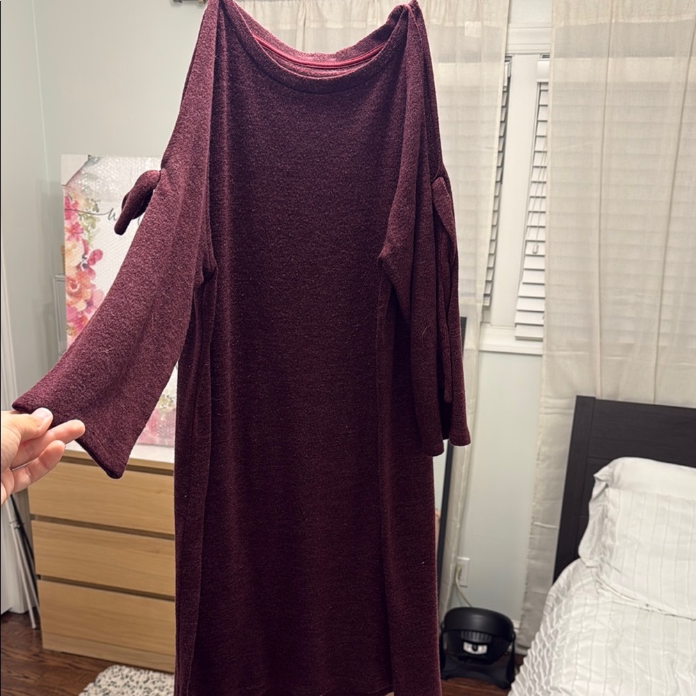Red Backless Cut Out Cowl Neck Sweater Dress